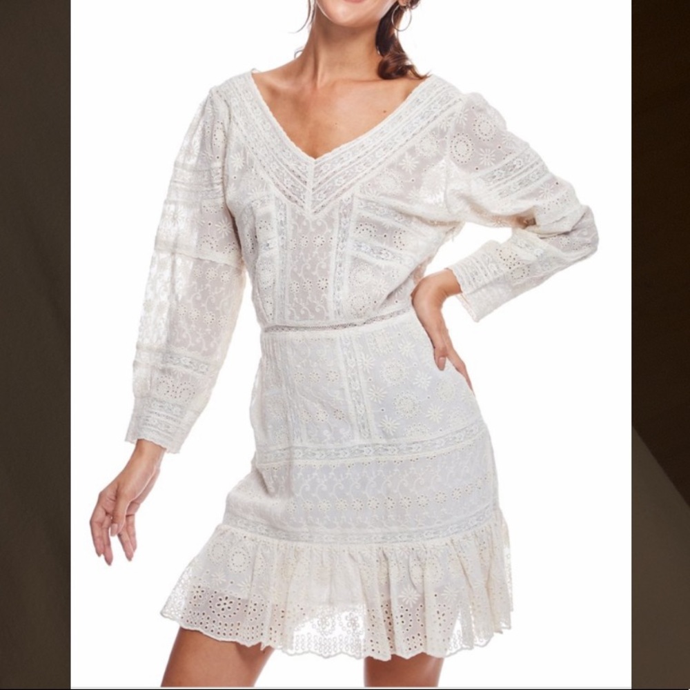 NWT LoveShackFancy Cheri Dress Size 6 Cream